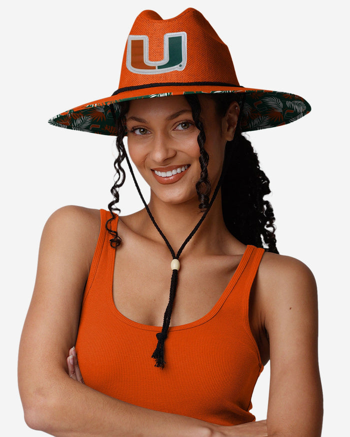 Miami Hurricanes Team Color Straw Hat FOCO - FOCO.com