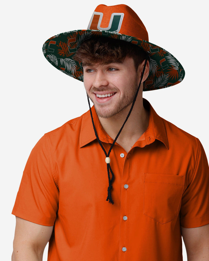 Miami Hurricanes Team Color Straw Hat FOCO - FOCO.com