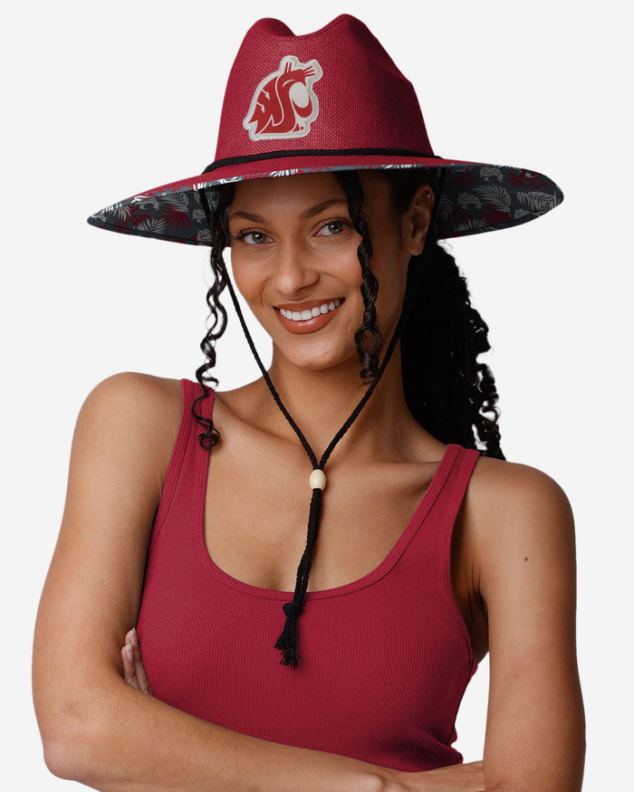 Washington State Cougars Team Color Straw Hat FOCO - FOCO.com