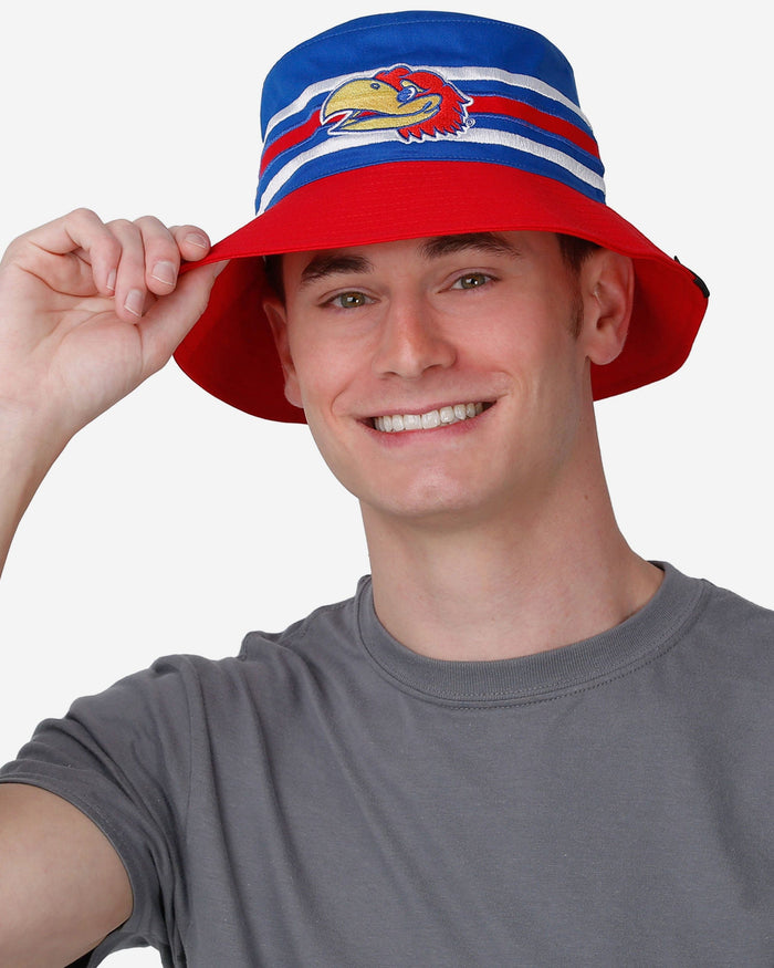 Kansas Jayhawks Team Stripe Bucket Hat FOCO - FOCO.com