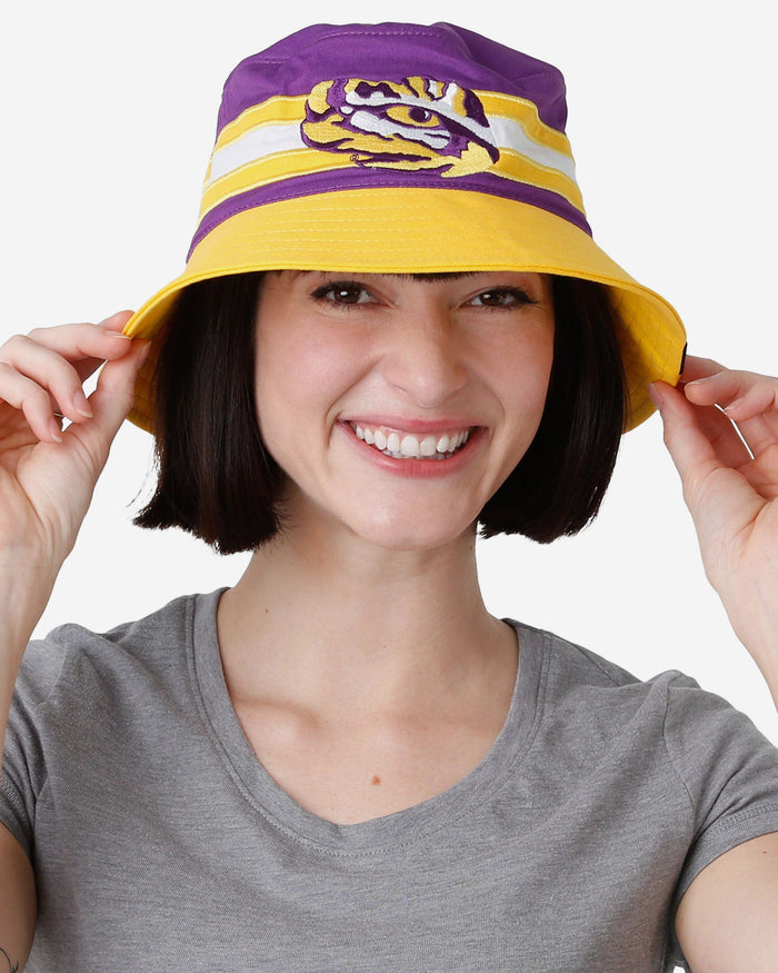 LSU Tigers Team Stripe Bucket Hat FOCO - FOCO.com