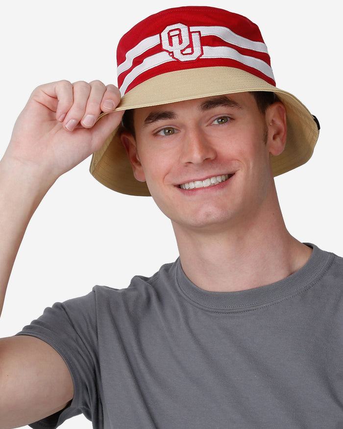 Oklahoma Sooners Team Stripe Bucket Hat FOCO - FOCO.com