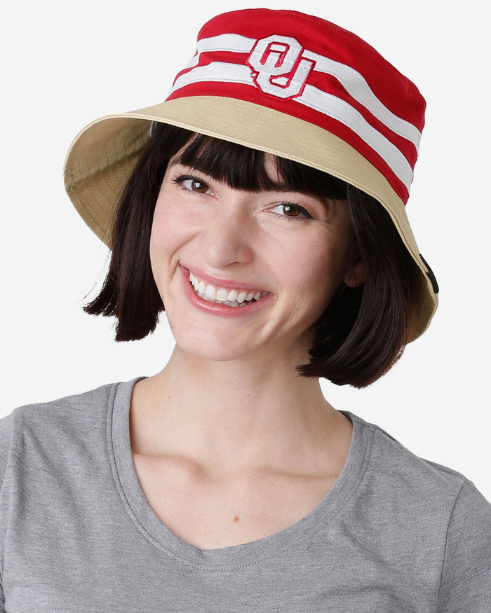 Oklahoma Sooners Team Stripe Bucket Hat FOCO - FOCO.com