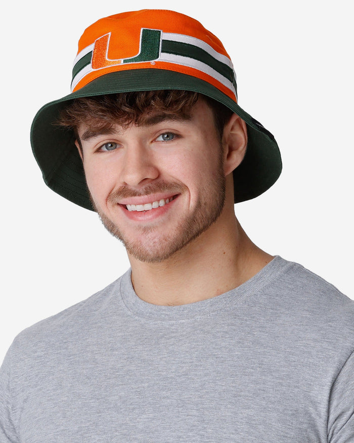 Miami Hurricanes Team Stripe Bucket Hat FOCO - FOCO.com