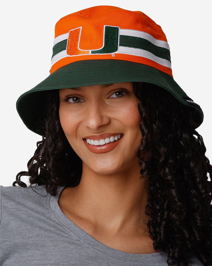 Miami Hurricanes Team Stripe Bucket Hat FOCO - FOCO.com