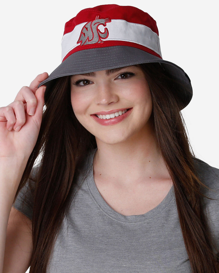 Washington State Cougars Team Stripe Bucket Hat FOCO - FOCO.com