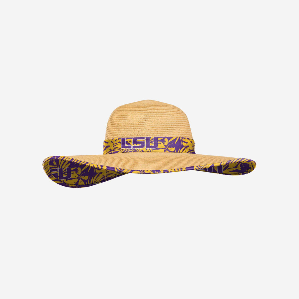 LSU Tigers Womens Floral Straw Hat FOCO - FOCO.com