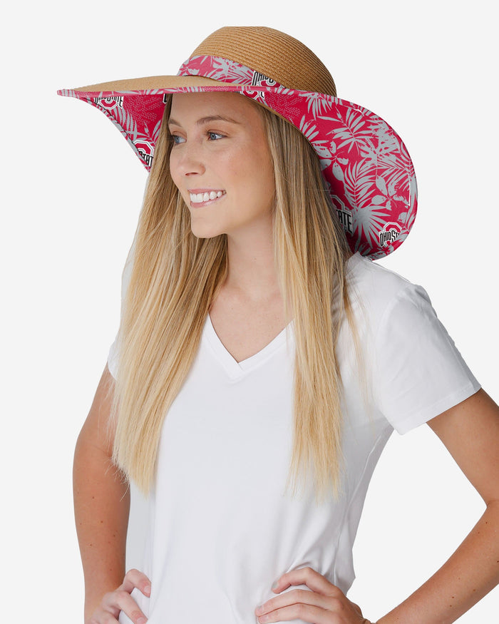 Ohio State Buckeyes Womens Floral Straw Hat FOCO - FOCO.com