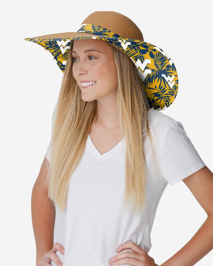 West Virginia Mountaineers Womens Floral Straw Hat FOCO - FOCO.com