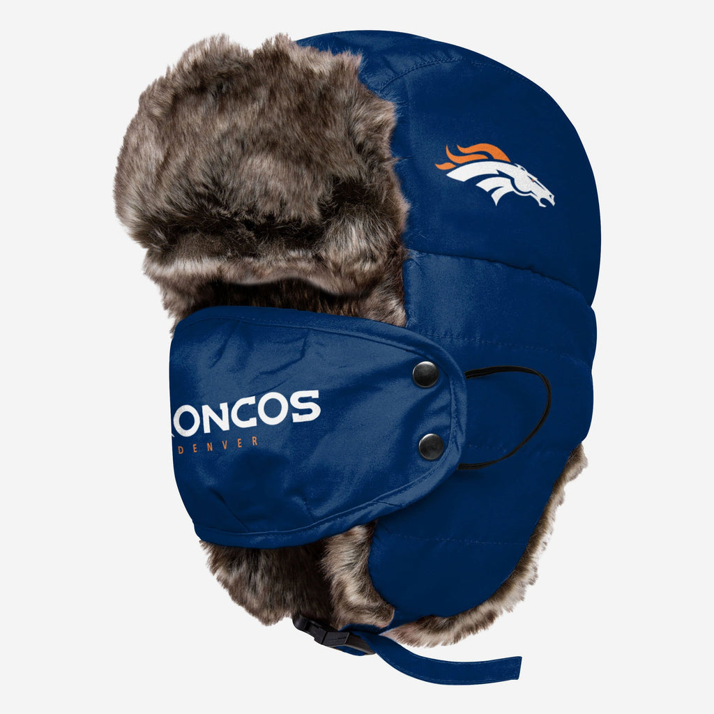 Denver Broncos Big Logo Trapper Hat With Face Cover FOCO - FOCO.com