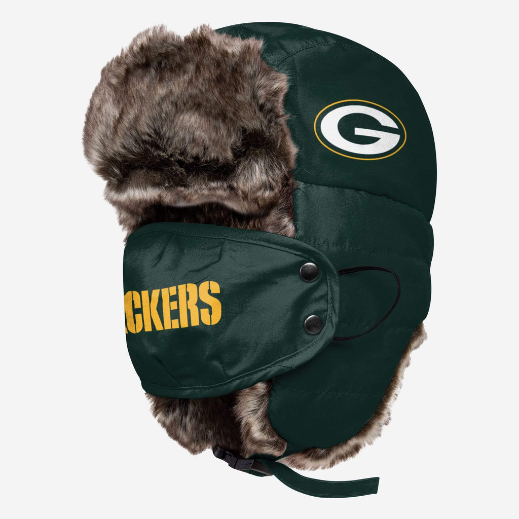 Green Bay Packers Big Logo Trapper Hat With Face Cover FOCO - FOCO.com