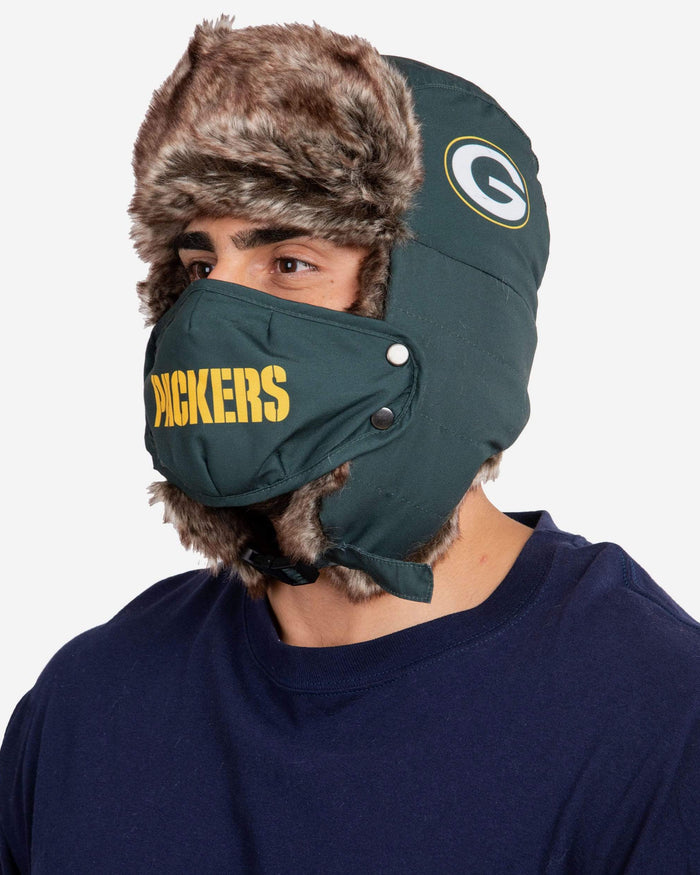 Green Bay Packers Big Logo Trapper Hat With Face Cover FOCO - FOCO.com