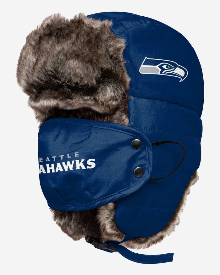 Seattle Seahawks Big Logo Trapper Hat With Face Cover FOCO - FOCO.com