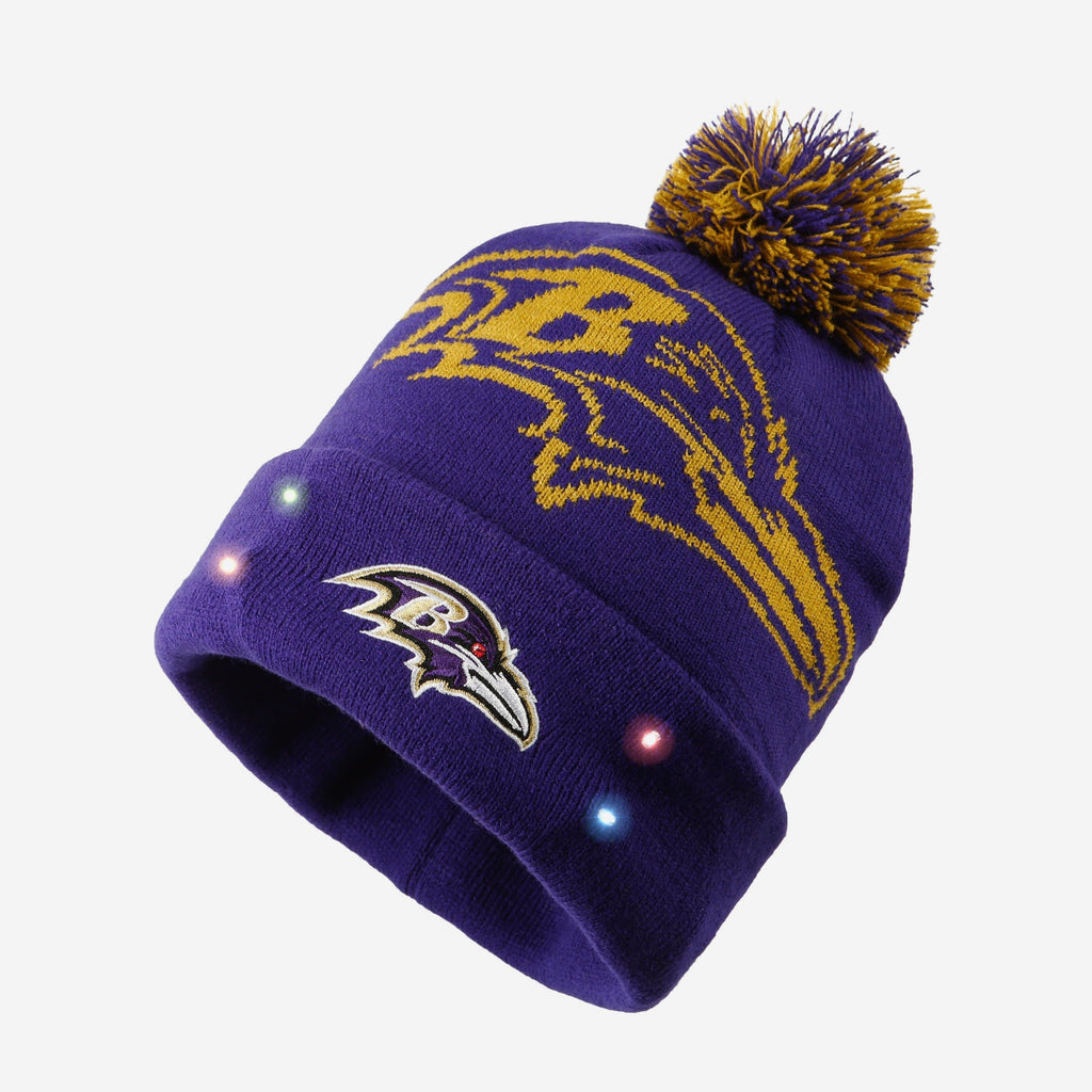 Baltimore Ravens Cropped Logo Light Up Knit Beanie FOCO - FOCO.com