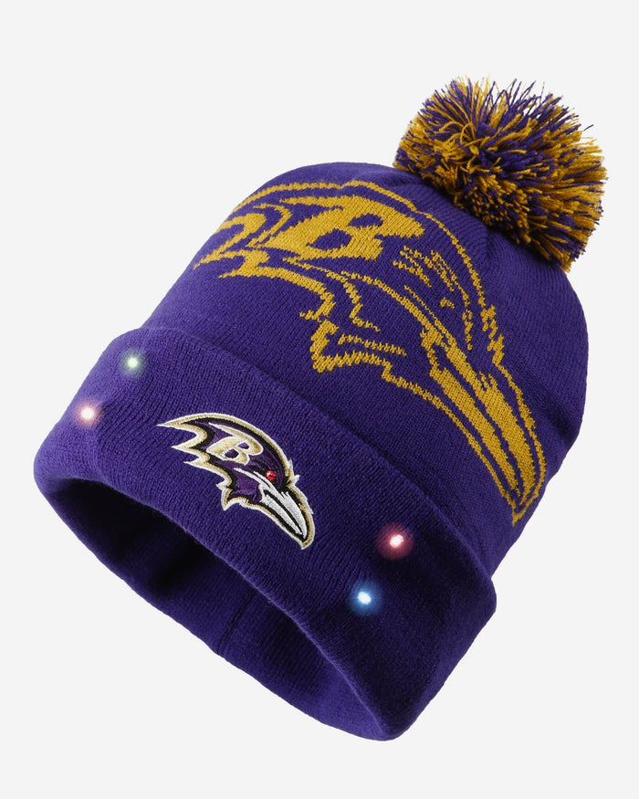 Baltimore Ravens Cropped Logo Light Up Knit Beanie FOCO - FOCO.com