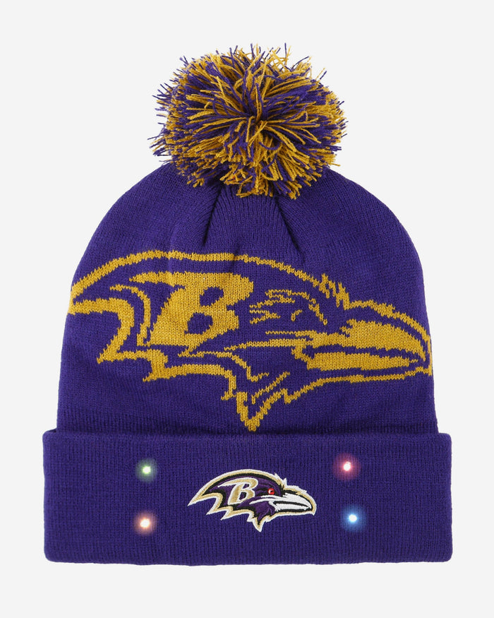 Baltimore Ravens Cropped Logo Light Up Knit Beanie FOCO - FOCO.com