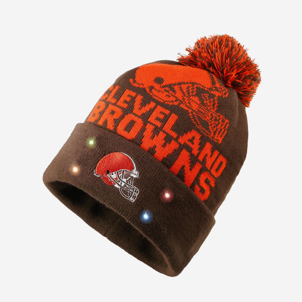 Cleveland Browns Cropped Logo Light Up Knit Beanie FOCO - FOCO.com