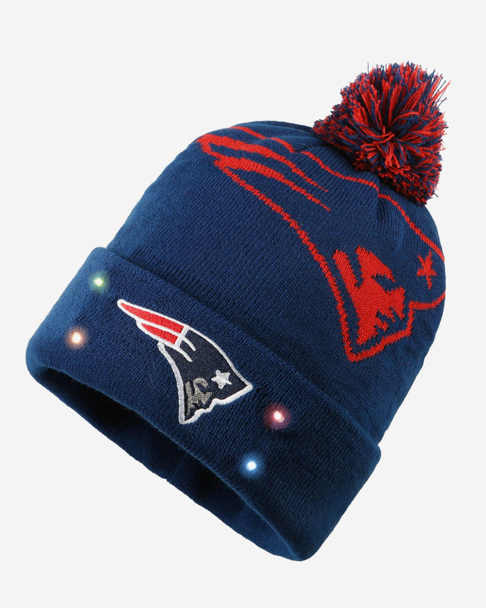 New England Patriots Cropped Logo Light Up Knit Beanie FOCO - FOCO.com