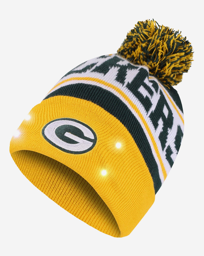 Green Bay Packers Snow Stealer Light Up Beanie FOCO - FOCO.com