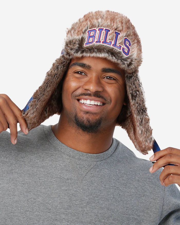 Buffalo Bills NFL Wordmark Flannel Trapper Hat FOCO - FOCO.com