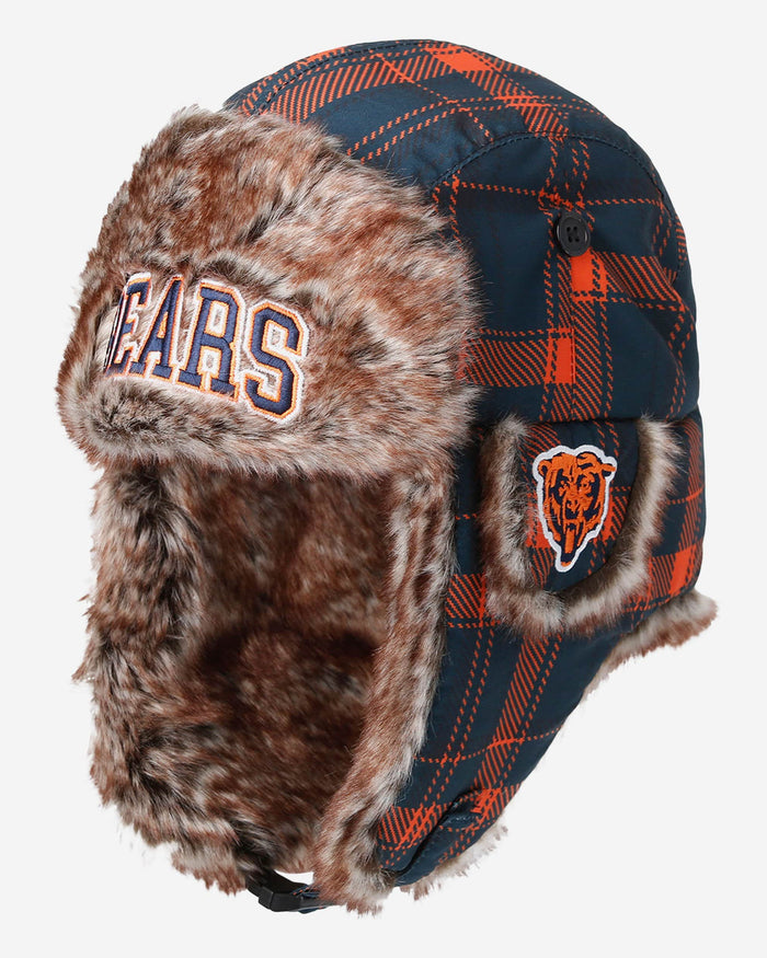 Chicago Bears NFL Wordmark Flannel Trapper Hat FOCO - FOCO.com