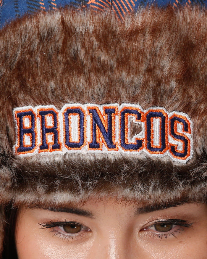 Denver Broncos NFL Wordmark Flannel Trapper Hat FOCO - FOCO.com