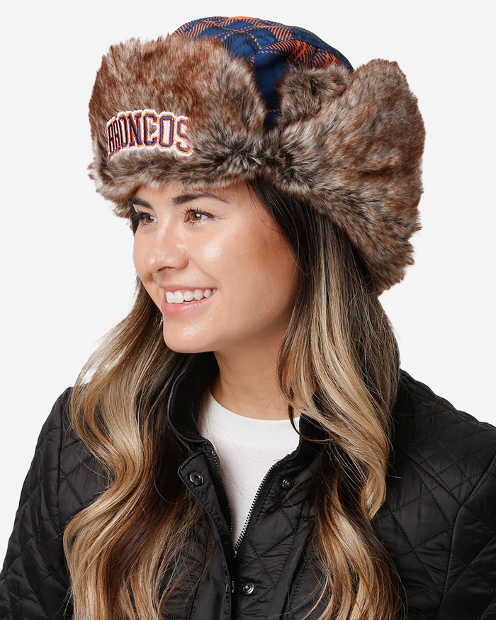 Denver Broncos NFL Wordmark Flannel Trapper Hat FOCO - FOCO.com