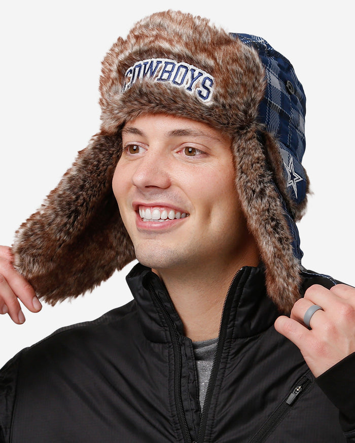 Dallas Cowboys NFL Wordmark Flannel Trapper Hat FOCO - FOCO.com