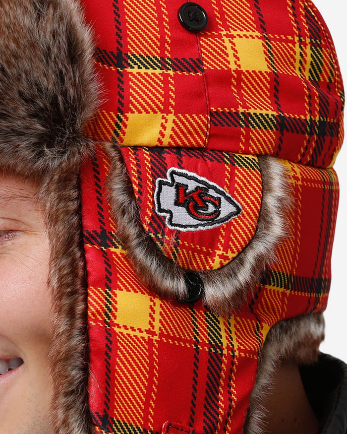 Kansas City Chiefs NFL Wordmark Flannel Trapper Hat FOCO - FOCO.com