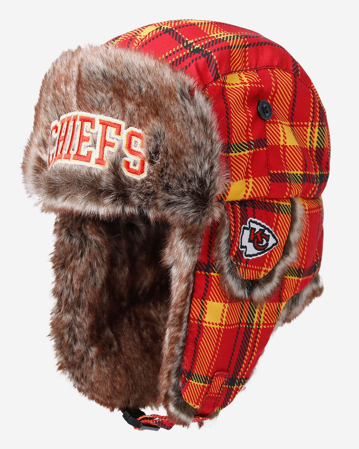 Kansas City Chiefs NFL Wordmark Flannel Trapper Hat FOCO - FOCO.com