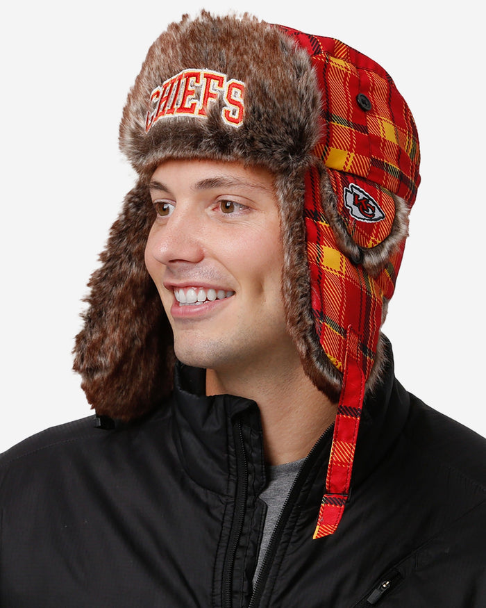 Kansas City Chiefs NFL Wordmark Flannel Trapper Hat FOCO - FOCO.com