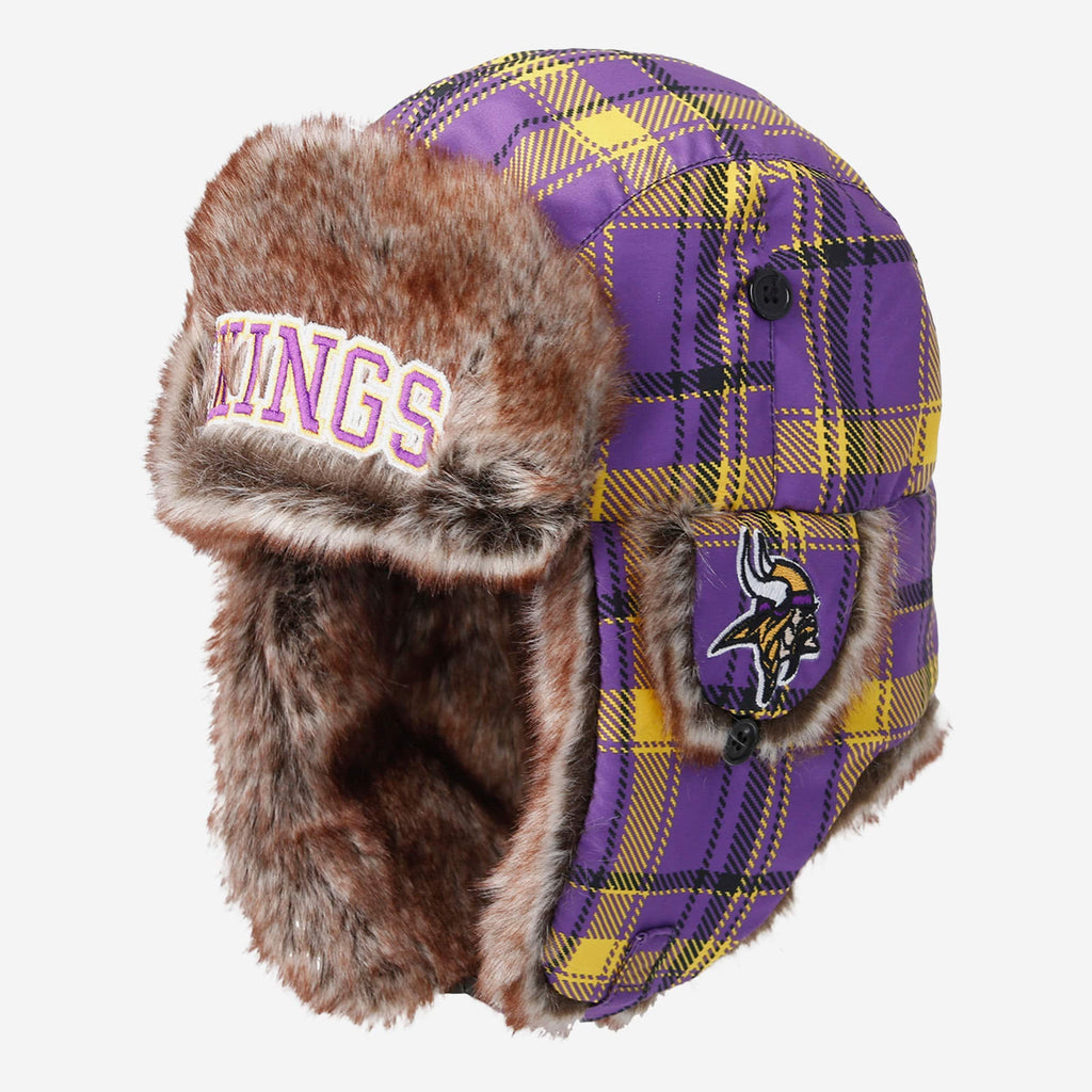 Minnesota Vikings NFL Wordmark Flannel Trapper Hat FOCO - FOCO.com
