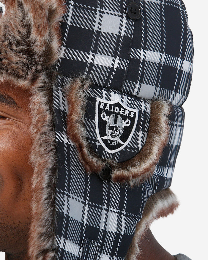 Las Vegas Raiders NFL Wordmark Flannel Trapper Hat FOCO - FOCO.com