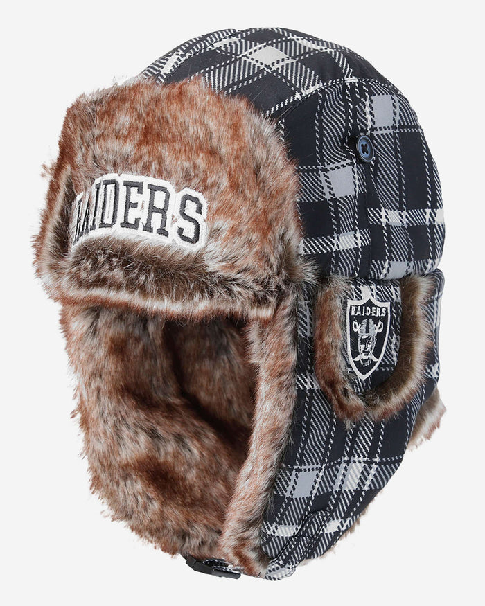 Las Vegas Raiders NFL Wordmark Flannel Trapper Hat FOCO - FOCO.com