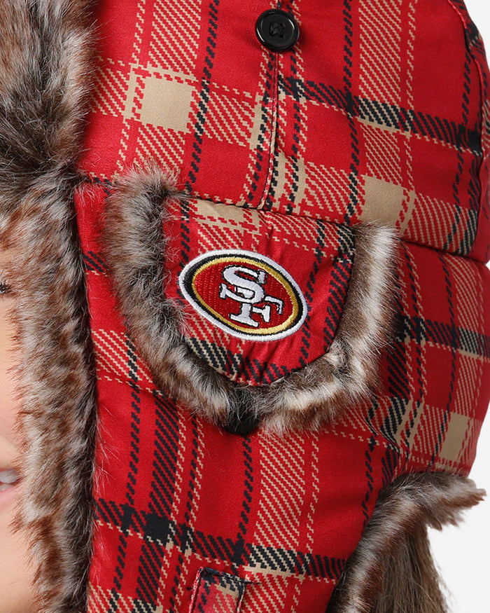 San Francisco 49ers NFL Wordmark Flannel Trapper Hat FOCO - FOCO.com