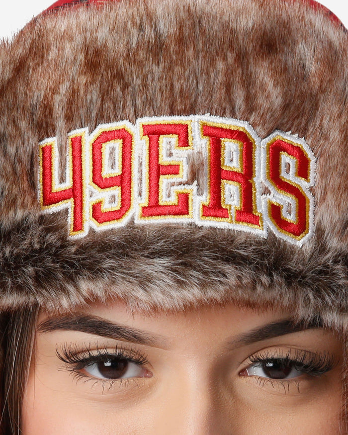 San Francisco 49ers NFL Wordmark Flannel Trapper Hat FOCO - FOCO.com