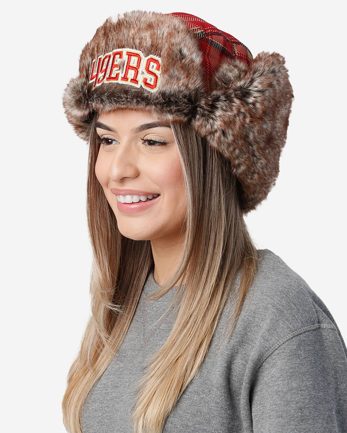 San Francisco 49ers NFL Wordmark Flannel Trapper Hat FOCO - FOCO.com