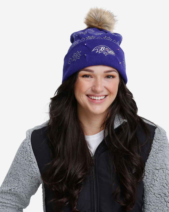 Baltimore Ravens Rhinestone Light Up Beanie FOCO - FOCO.com