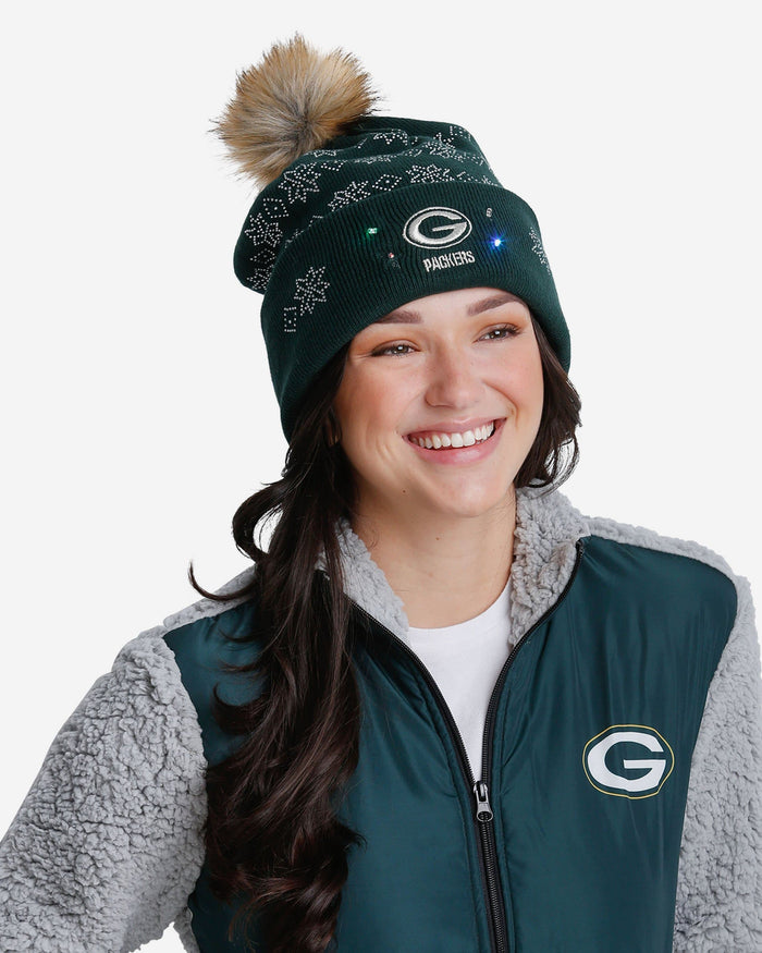 Green Bay Packers Rhinestone Light Up Beanie FOCO - FOCO.com