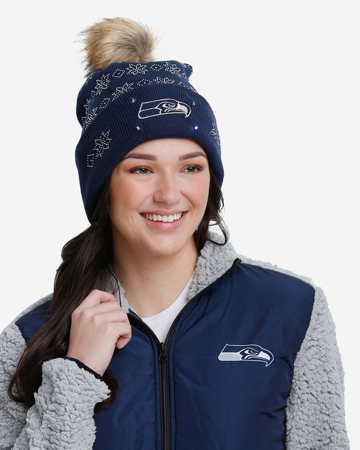 Seattle Seahawks Rhinestone Light Up Beanie FOCO - FOCO.com