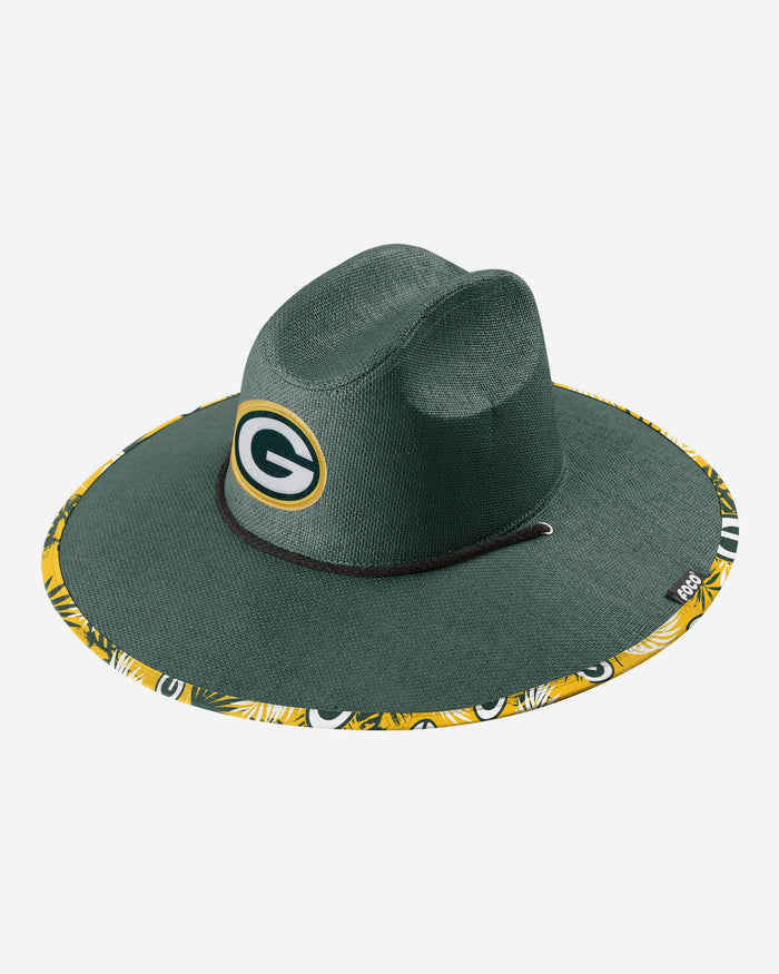 Green Bay Packers Team Color Straw Hat FOCO - FOCO.com