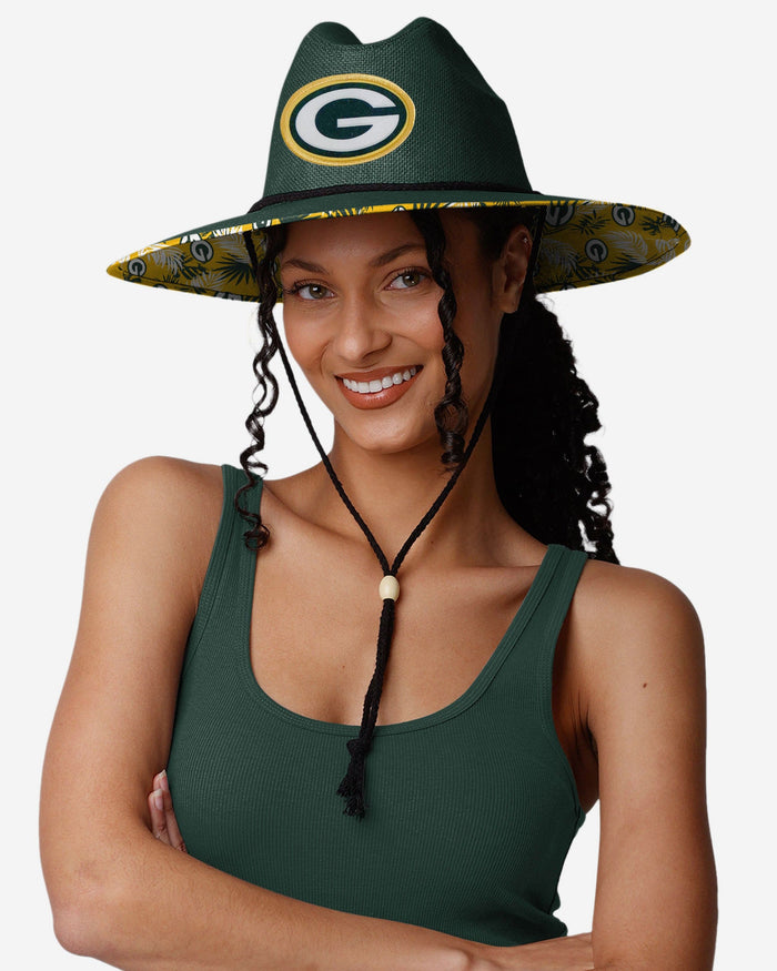 Green Bay Packers Team Color Straw Hat FOCO - FOCO.com