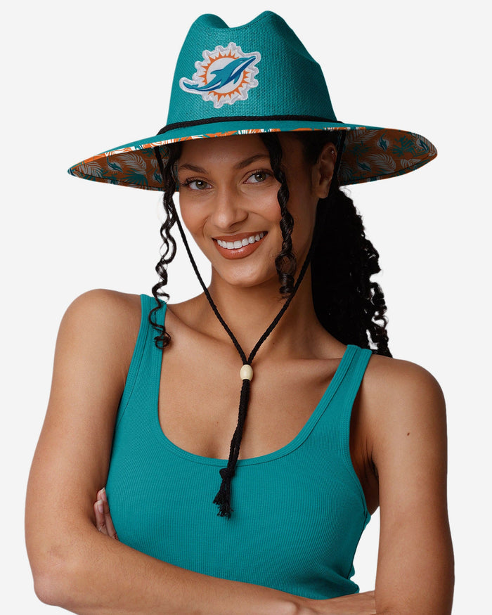 Miami Dolphins Team Color Straw Hat FOCO - FOCO.com