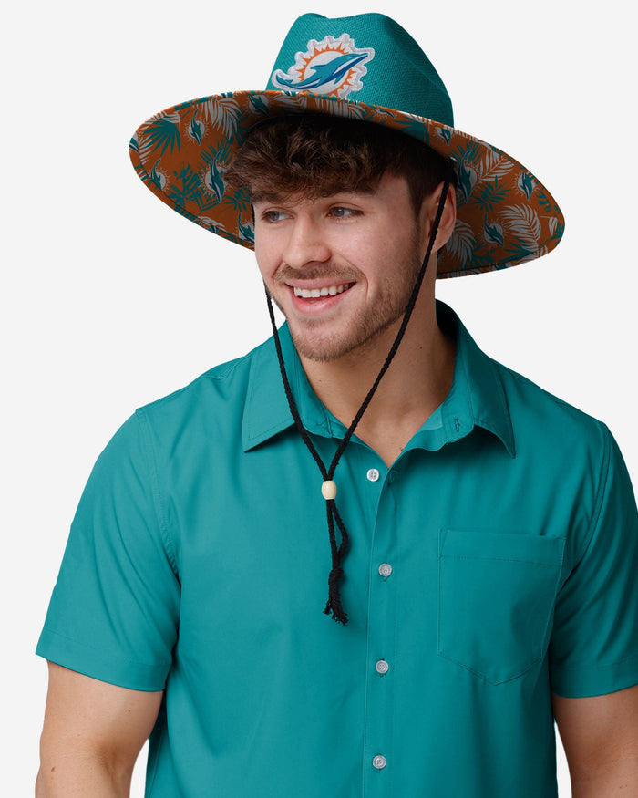 Miami Dolphins Team Color Straw Hat FOCO - FOCO.com