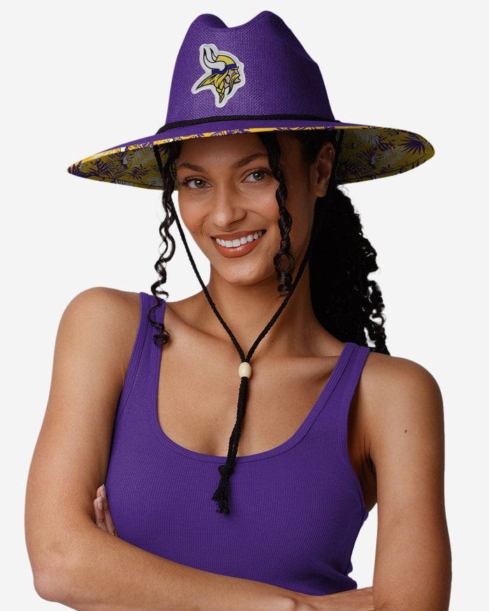 Minnesota Vikings Team Color Straw Hat FOCO - FOCO.com