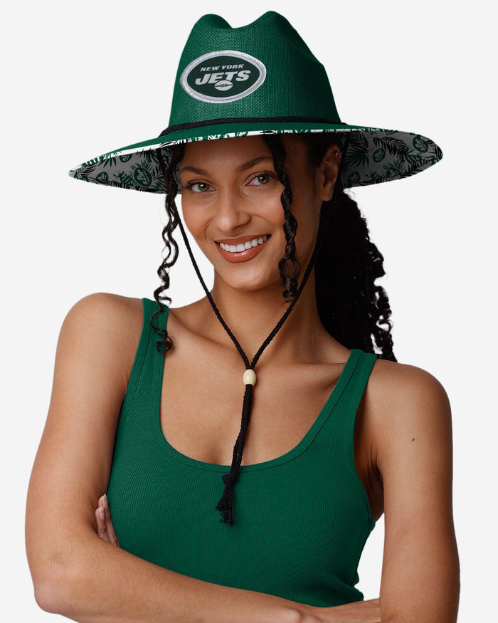 New York Jets Team Color Straw Hat FOCO - FOCO.com