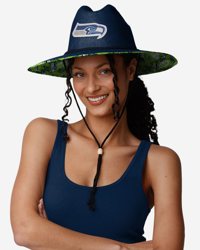 Seattle Seahawks Team Color Straw Hat FOCO - FOCO.com