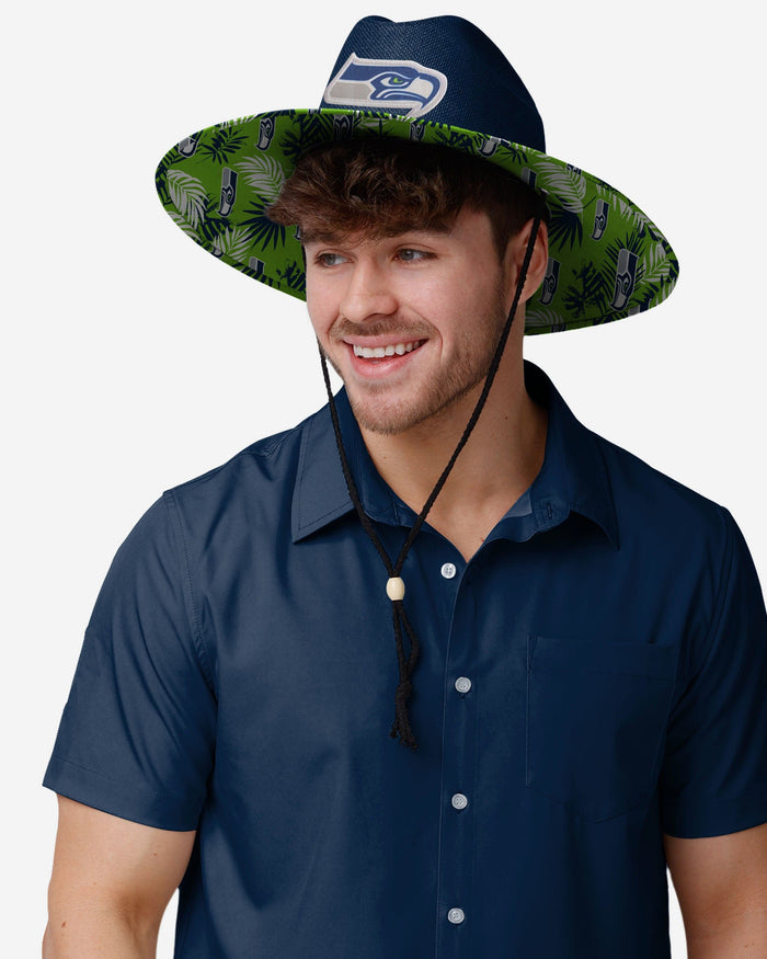 Seattle Seahawks Team Color Straw Hat FOCO - FOCO.com
