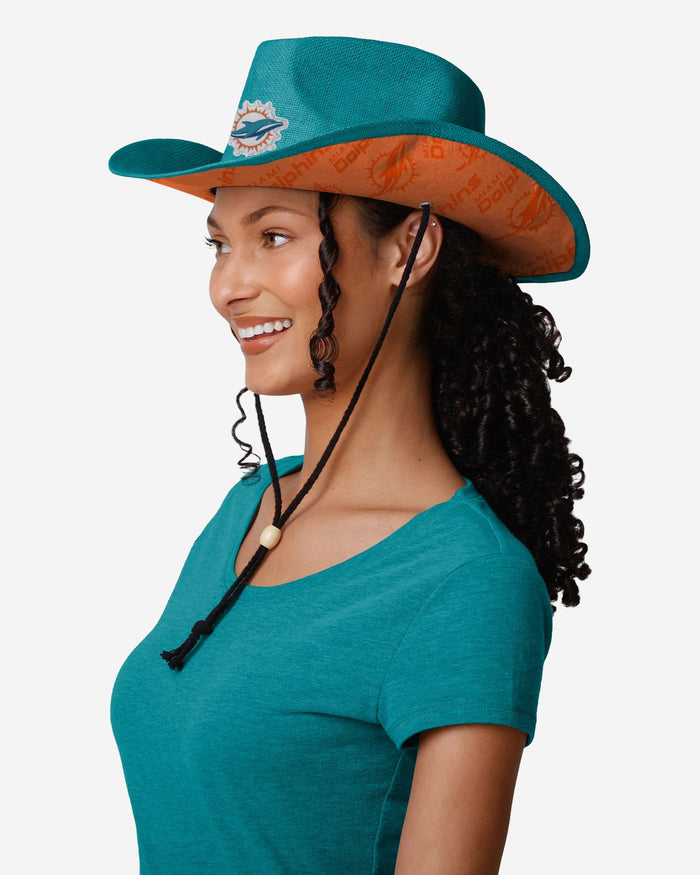 Miami Dolphins Team Stripe Cowboy Hat FOCO - FOCO.com