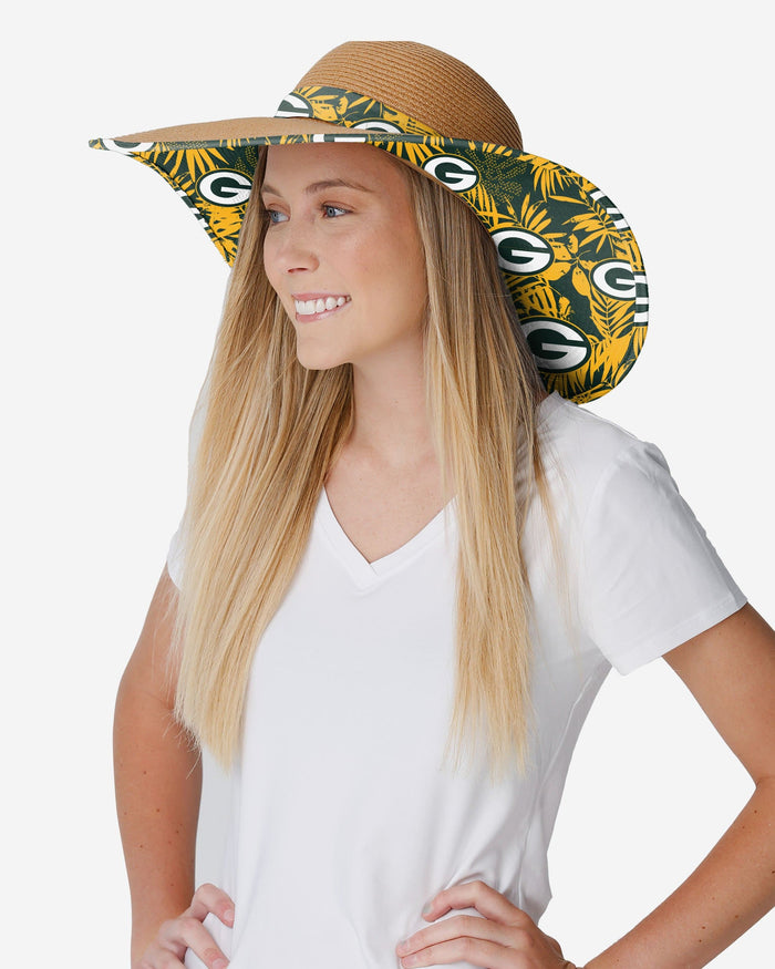 Green Bay Packers Womens Floral Straw Hat FOCO - FOCO.com